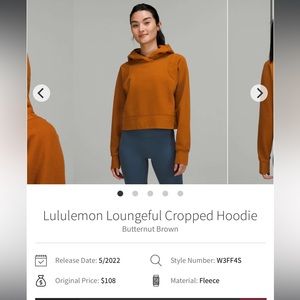 Lululemon lounge full cropped hoodie in butternut brown size 10